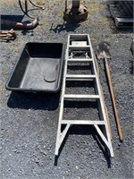 6ft. Aluminum Step Ladder, Mud Pan, Shovel