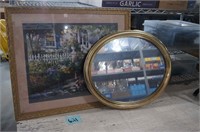 Framed Artwork / Oval Mirror Lot