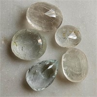 37 Ct Faceted White Quartz Gemstones Lot of 5 pcs,