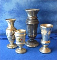 Four Vintage Mercury Glass Vases
