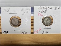 2 1918 10 CENT COINS
