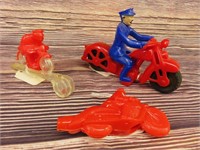 Lot of (3) Plastic Hubley Motorcycles