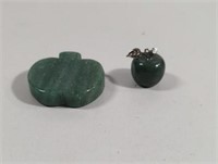 Hand Carved Polished Green Stone Apples