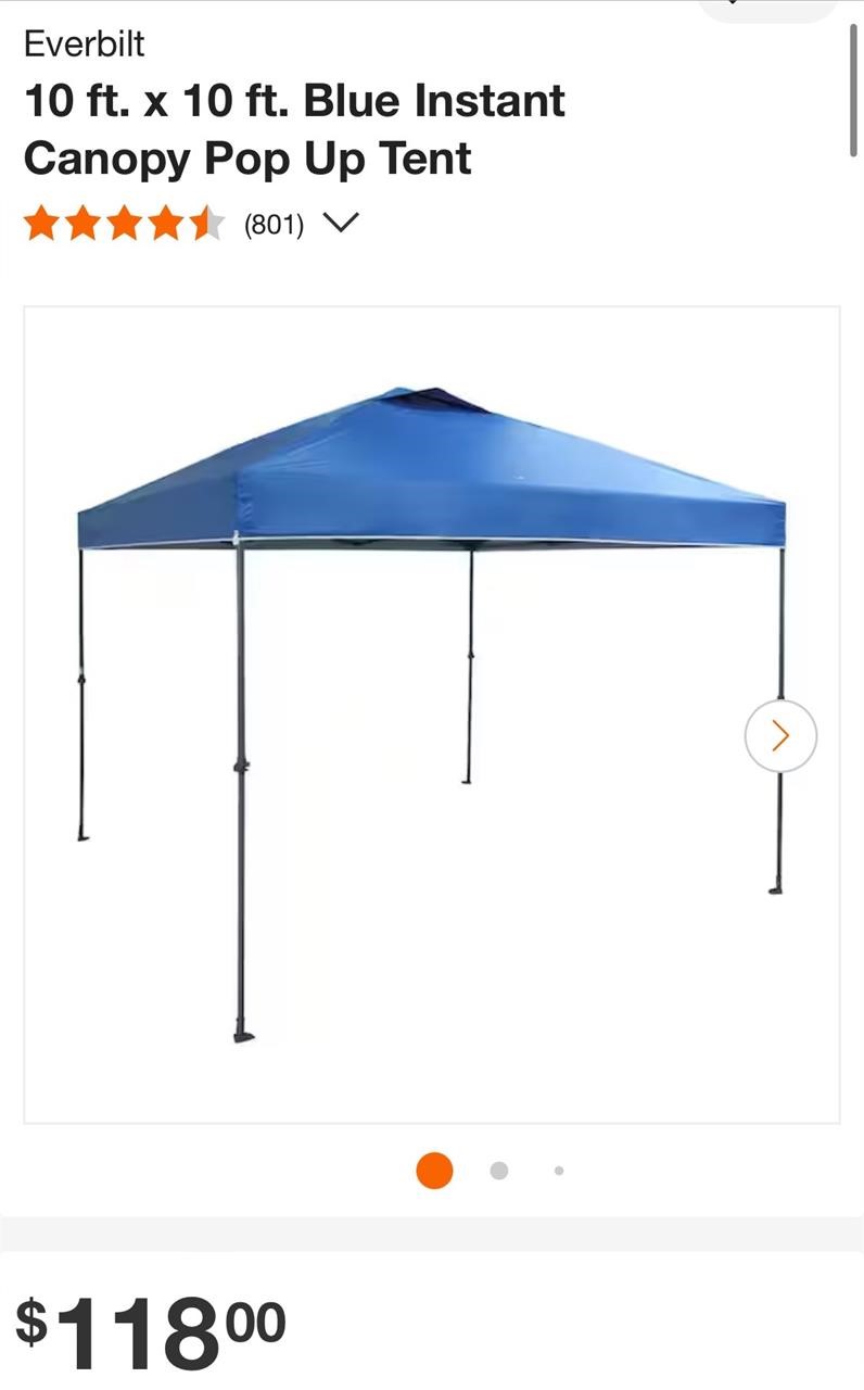 Everbilt  10 ft. x 10 ft.  Canopy Pop Up Tent