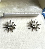 [F] Stamped 14K Diamond Starburst Earrings