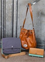 A Pair of Fossil Handbags in pigskin & two-tone
