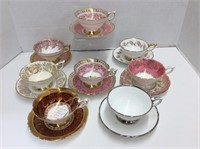 8 Assorted Royal Stafford Teacups & Saucers