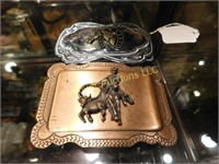 pr belt buckles, horses, rodeo, copper color