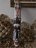 Tall Tribal Wall Mask, Carved Wood
