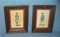 Pair of Revolutionary War framed prints