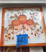 handpainted pumpkin square plate
