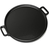 Cast Iron Pizza Pan - 14-Inch Baking Pan for Oven,