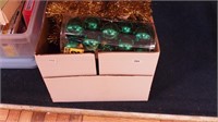 Box of Christmas ornaments and decorations
