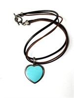 Vintage Leather Corded Sterling/Turquoise Pendant