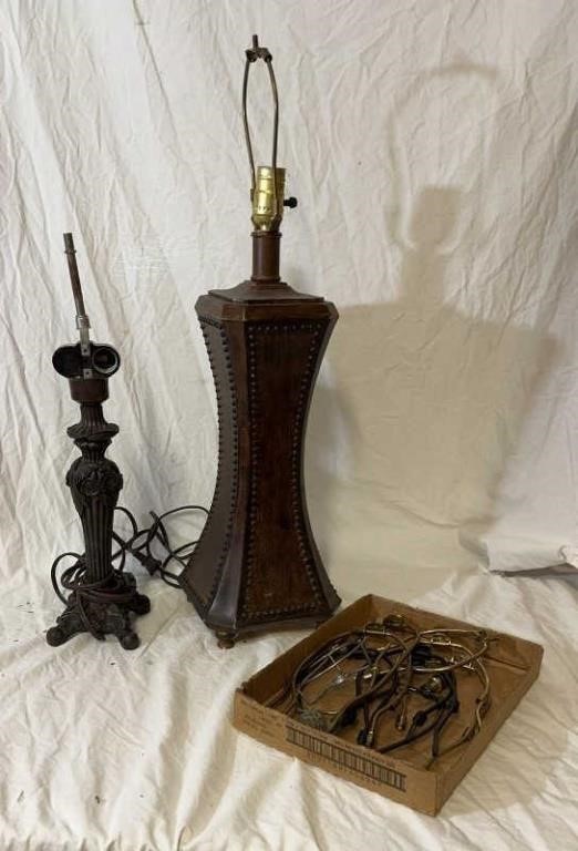 (2) Wooden Table Lamps, Assorted Lamp Shade