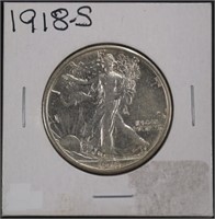 1918-S WALKING LIBERTY HALF DOLLAR XF/AU