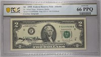 1995  $2 Courtesy Autograph PCGS 66 PPQ GEM UNC