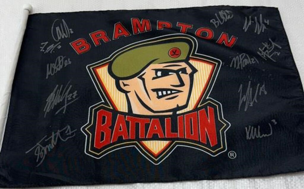 Brampton battalion signed flag by the team
