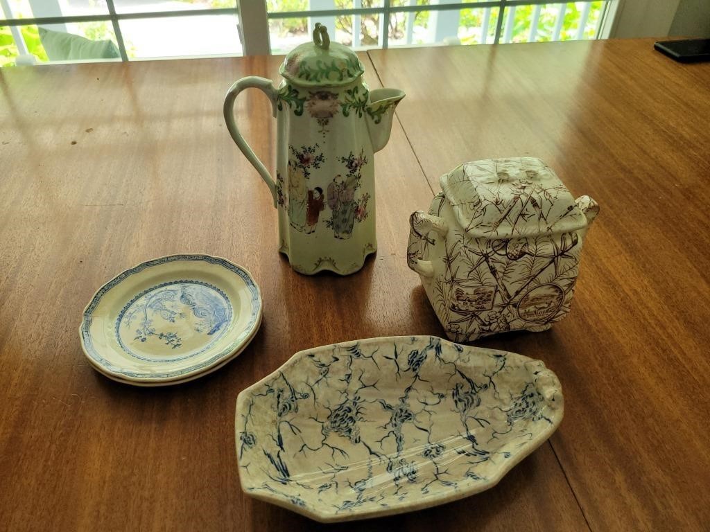 Chocolate Pot, Wedgwood Ironstone, Quail Plates