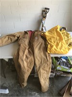 Pair of Carhartt Coverall's & Rain Suit