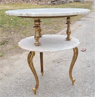 Two Tier Marble & Brass Table