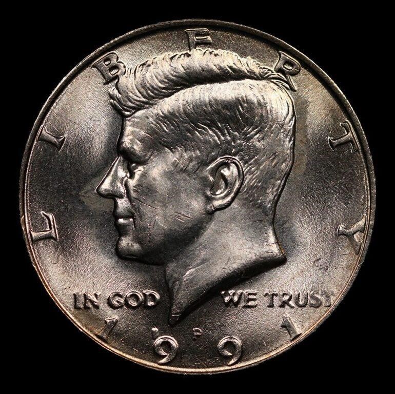 1991-p Kennedy Half Dollar 50c Grades GEM+ Unc