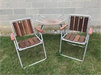 Vintage Lawn Chairs and Serving Table on Wheels