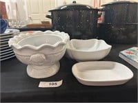 Lot Of 3 White Dishes