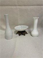 Milk Glass Vase and other decor