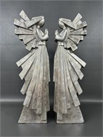 Two Large Modern Art Deco Resin Angels