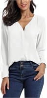 New EXCHIC Women’s Casual V-Neck Chiffon Blouse