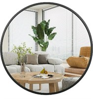Arcus Home, 24" HD Black Round Mirror with Metal F