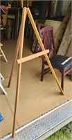 Wooden Easel and Folding Padded Wooden Chair