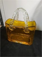 8.5 in amber glass purse vase