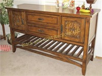 Oak Mission Style Buffet w/ Carved Front