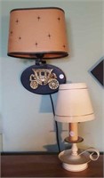 Dresser lamp and wall lamp, vintage styles