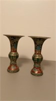 Pair Antique Brass with Enamel Late 19th Century