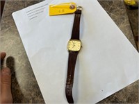 Citizen Quart Brown Leather Band Gold Plate