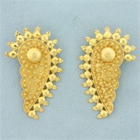 Indian Clip Back Statement Earrings in 22k Yellow