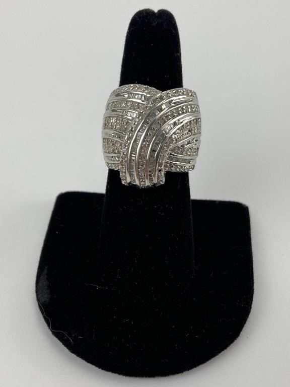 Sterling Silver STS Cocktail Ring Sz 7