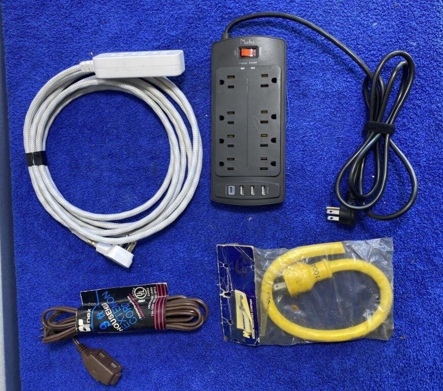 Assorted Extension Cords and Power Strip