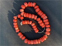 Large Carved Coral Bead Necklace