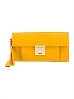 Salvatore Ferragamo Yellow Leather Clasp Clutch