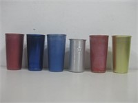 Six Vintage Metal Cups Tallest 5.5"