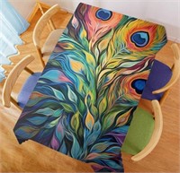 (New)SOPIYRIO Modern Feather Tablecloth Table