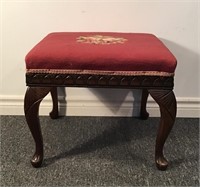 VICTORIAN STOOL WITH NEEDLEPOINT COVER