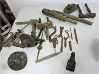 Antique tools & spinning wheel parts