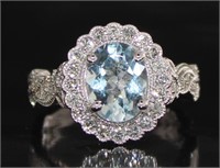 14k Gold 1.91 ct Aquamarine & Diamond Ring