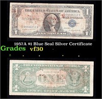 1957A $1 Blue Seal Silver Certificate Grades vf++