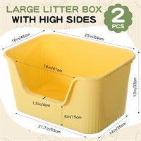 2 Pcs Extra Large Cat Litter Box 24.6 x 16.9 x 13